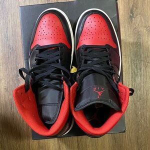 Jordan Men's Black and Red High-Top Sneakers